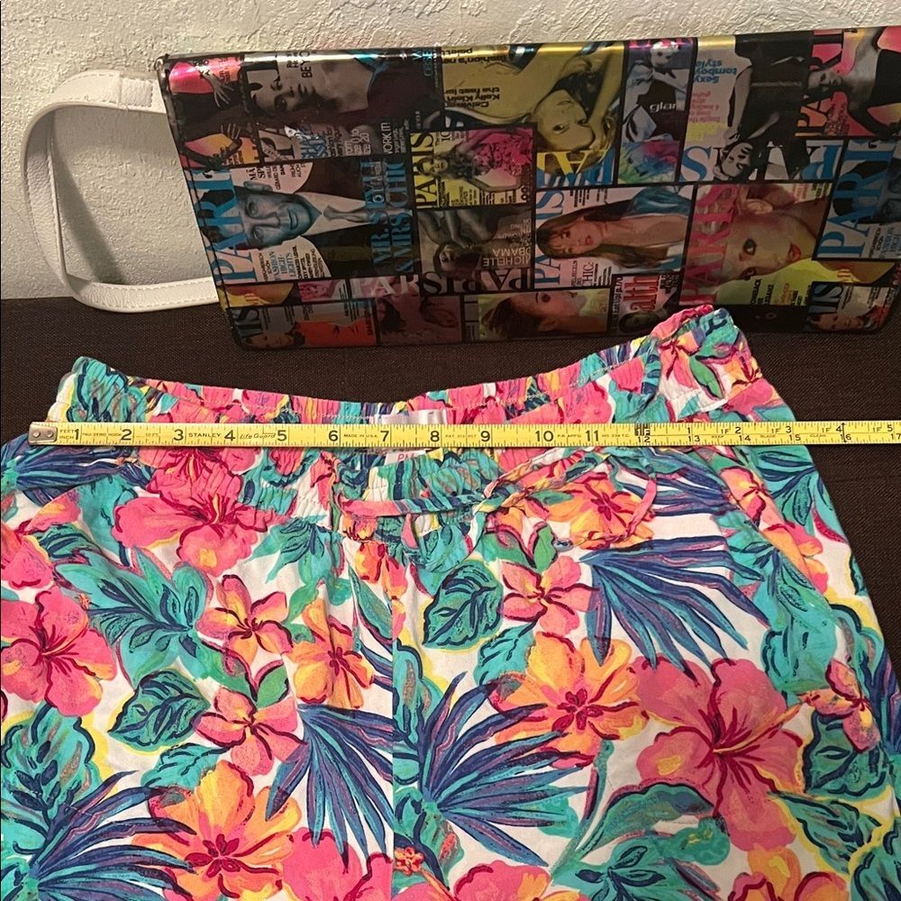 #1135= Vibrant Floral Print Pants W/ Pockets - Picture 3 of 4